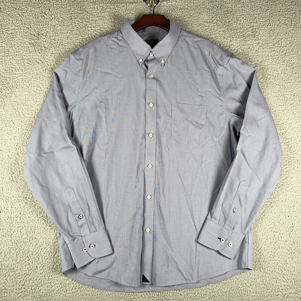 UNTUCKit Wrinkle Free Regular Fit Button Down Shirt Mens XL Blue Micro Check